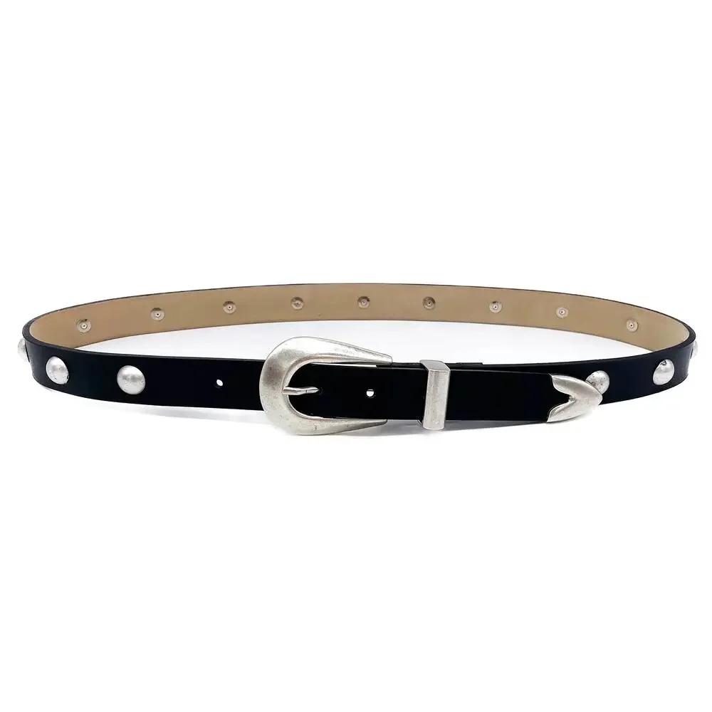 Streets Ahead Larkin Belt Italian Leather Studs Distressed Rock Grunge Casual L